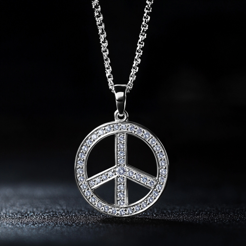 Iced Out Peace Sign Pendant Gold With Street Luxury Shine - Image 6