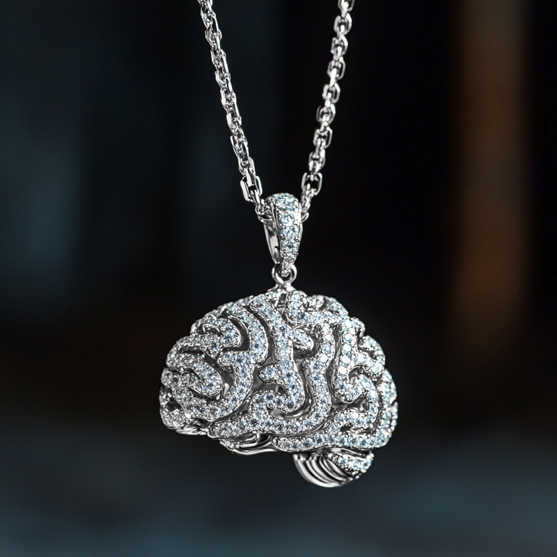 Micro Pave Brain Pendant Moissanite With Street Luxury Shine - Image 3
