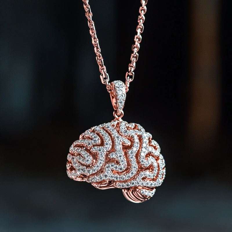 Micro Pave Brain Pendant Moissanite With Street Luxury Shine - Image 4