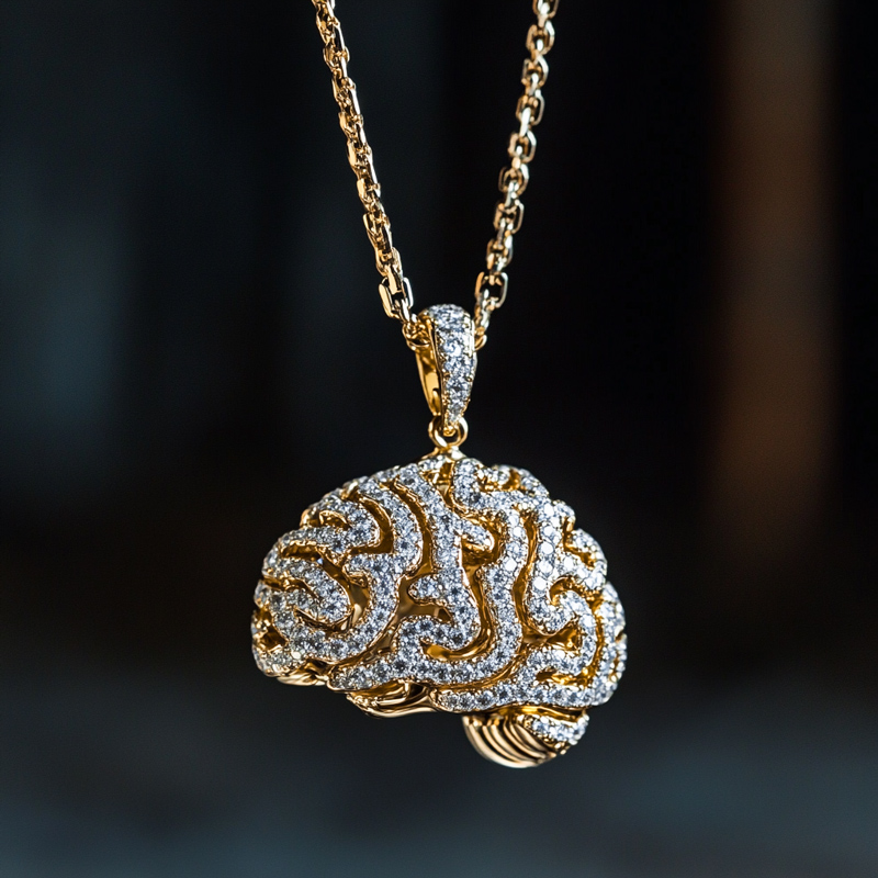 Micro Pave Brain Pendant Moissanite With Street Luxury Shine