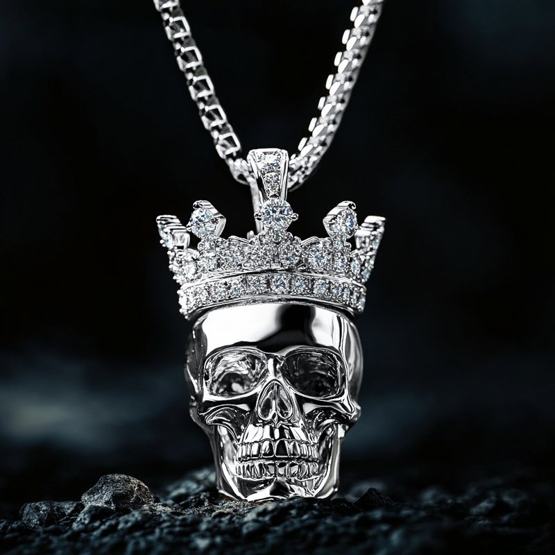 Skull With Iced Out Crown Pendant Moissanite With Street Luxury Shine - Image 3
