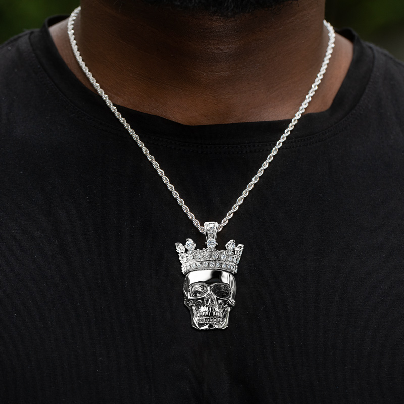 Skull With Iced Out Crown Pendant Moissanite With Street Luxury Shine - Image 5