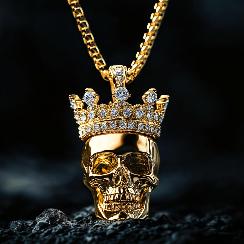 Skull With Iced Out Crown Pendant Moissanite With Street Luxury Shine