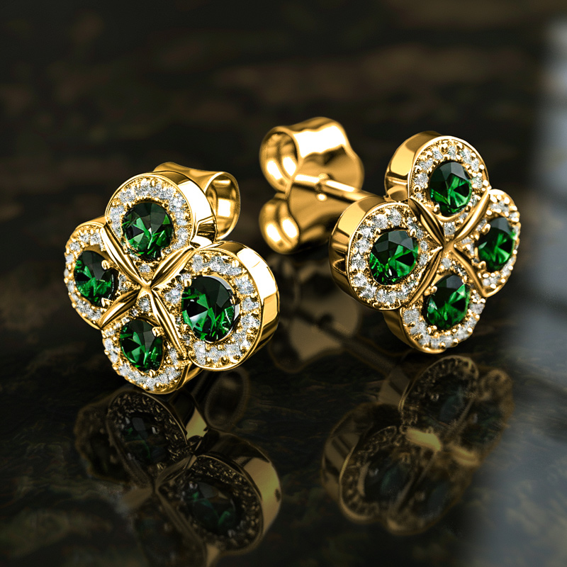 Lucky Four Leaf Stud Earrings Moissanite With Street Luxury Shine - Image 3