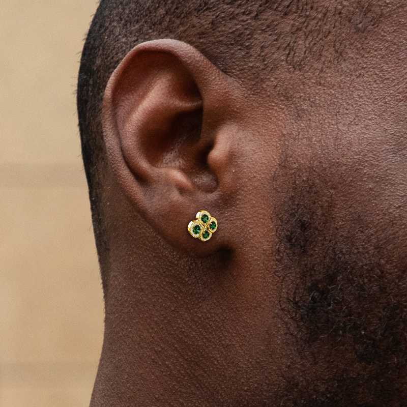 Lucky Four Leaf Stud Earrings Moissanite With Street Luxury Shine - Image 4