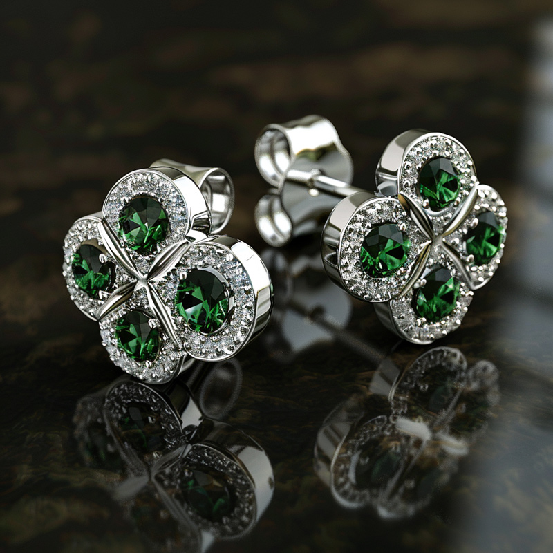 Lucky Four Leaf Stud Earrings Moissanite With Street Luxury Shine