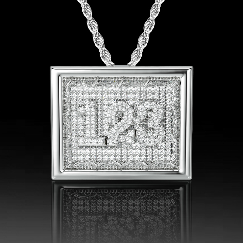 Custom Number Square Thorn Pendant Moissanite With Street Luxury Shine - Image 3