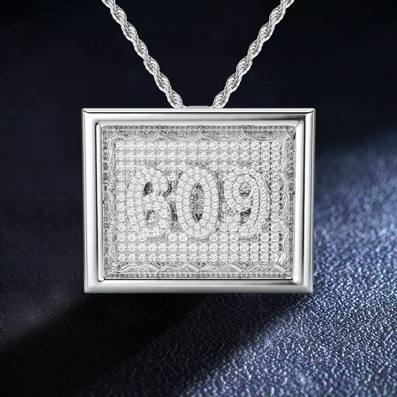 Custom Number Square Thorn Pendant Moissanite With Street Luxury Shine - Image 4