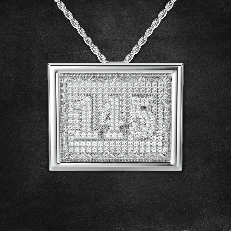 Custom Number Square Thorn Pendant Moissanite With Street Luxury Shine - Image 5