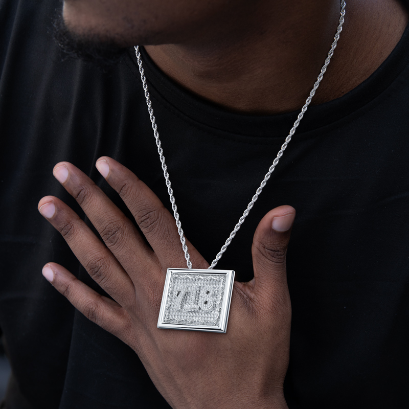 Custom Number Square Thorn Pendant Moissanite With Street Luxury Shine - Image 6