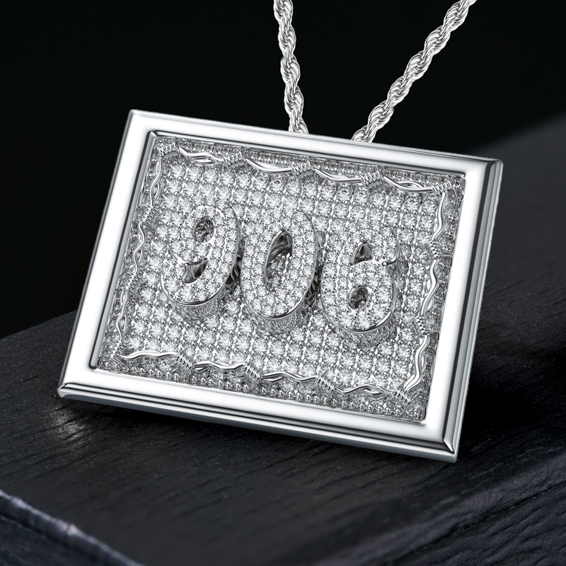 Custom Number Square Thorn Pendant Moissanite With Street Luxury Shine