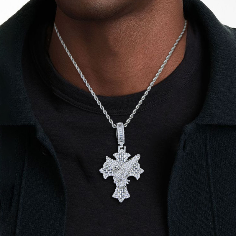 Iced Out Dove Cross Pendant Silver Premium Look Without Heavy Price - Image 3