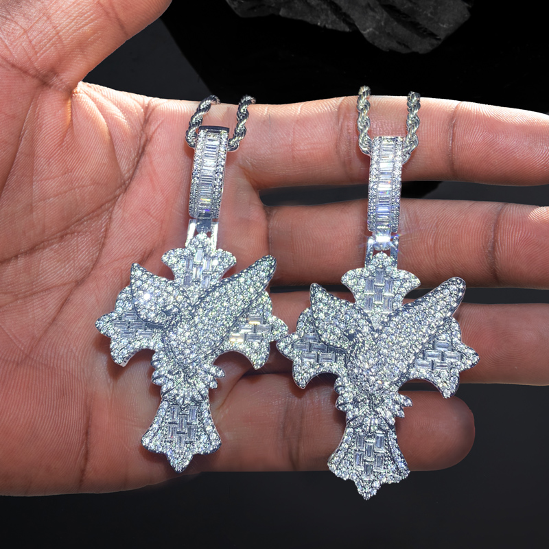 Iced Out Dove Cross Pendant Silver Premium Look Without Heavy Price - Image 5