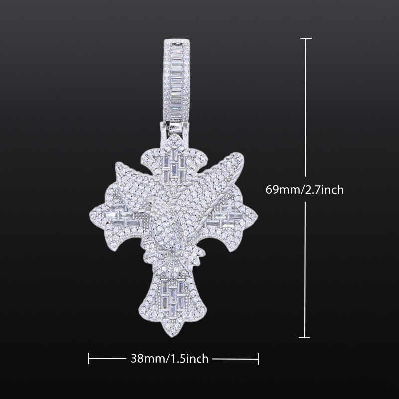Iced Out Dove Cross Pendant Silver Premium Look Without Heavy Price - Image 6