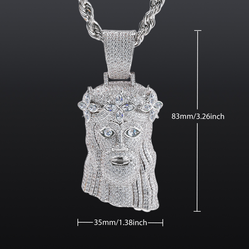 Bold Iced Out Four Leaf Clover Jesus Pendant In 18k White Gold Plating - Image 4