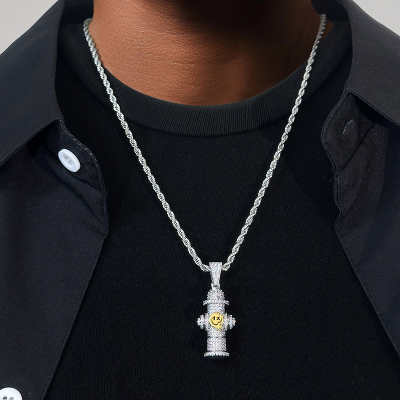 Iced Out Fire Hydrant Pendant In White Gold With Street Luxury Shine - Image 3