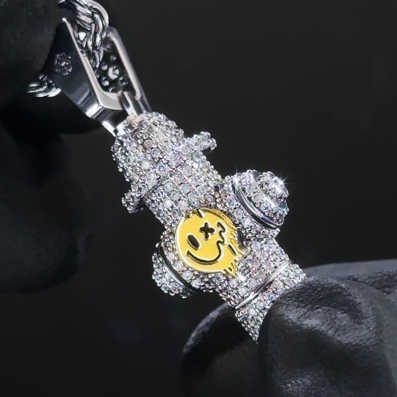 Iced Out Fire Hydrant Pendant In White Gold With Street Luxury Shine - Image 4
