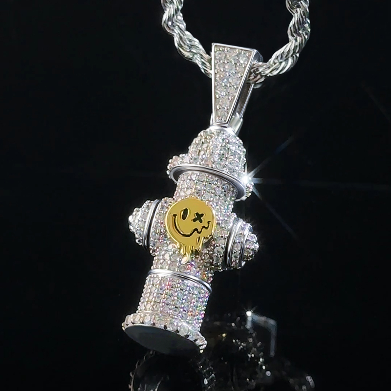 Iced Out Fire Hydrant Pendant In White Gold With Street Luxury Shine - Image 5