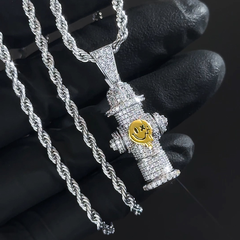 Iced Out Fire Hydrant Pendant In White Gold With Street Luxury Shine
