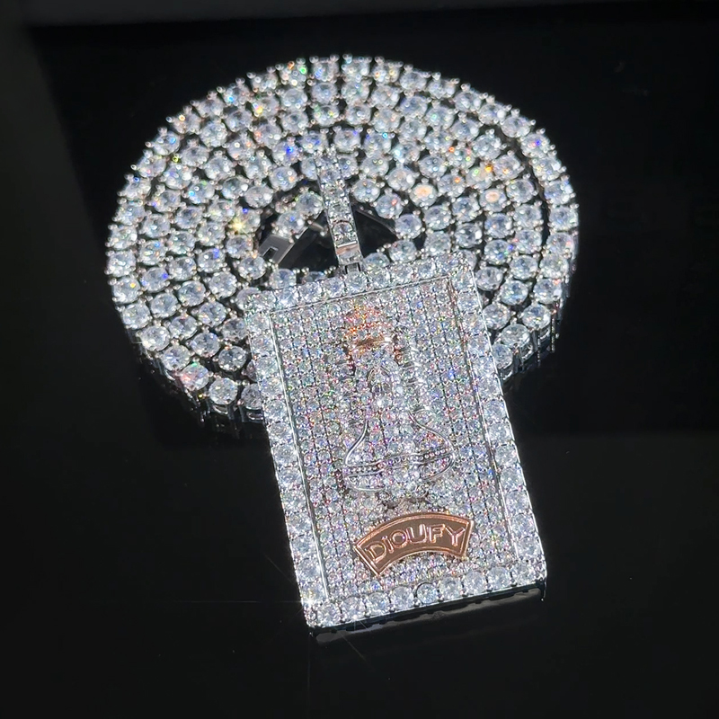 Iced Out Rectangle Custom Name Spaceship Pendant With Street Luxury Shine - Image 3