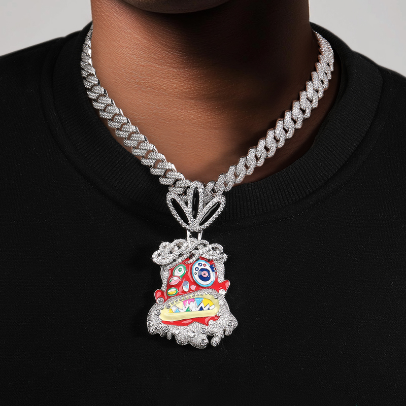 Iced Out Crown Of Thorn Jesus Enamel Face Pendant With Street Luxury Shine - Image 4