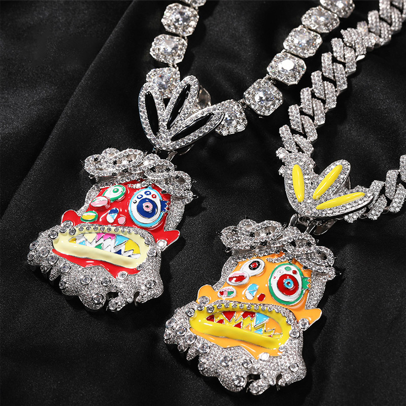 Iced Out Crown Of Thorn Jesus Enamel Face Pendant With Street Luxury Shine