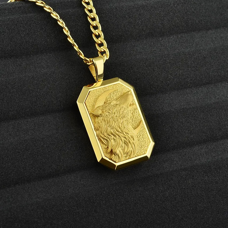 Howling Wolf Moon Pendant In Gold Plating With Street Luxury Shine - Image 3