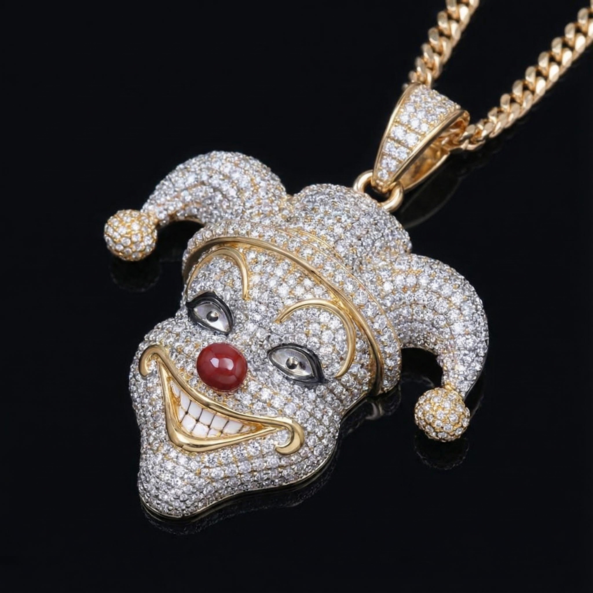 Iced Out Fun Clown Head Pendant In Gold Moissanite With Street Luxury Shine - Image 3
