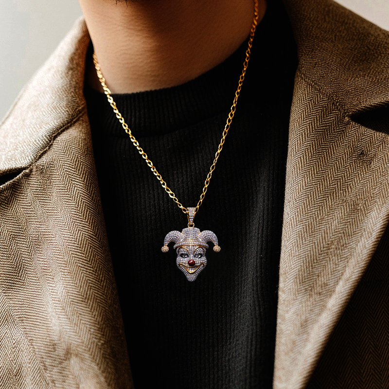 Iced Out Fun Clown Head Pendant In Gold Moissanite With Street Luxury Shine - Image 5
