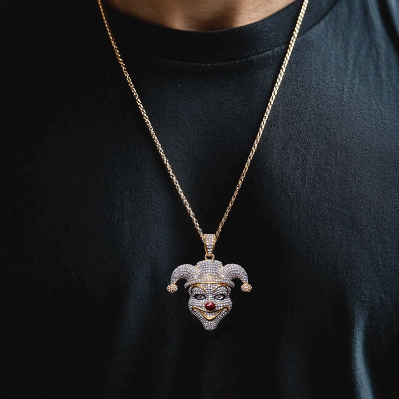 Iced Out Fun Clown Head Pendant In Gold Moissanite With Street Luxury Shine - Image 6