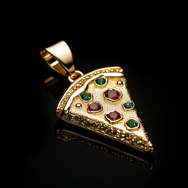 Iced Out Pizza Pendant Silver Premium Look Without Heavy Price - Image 3
