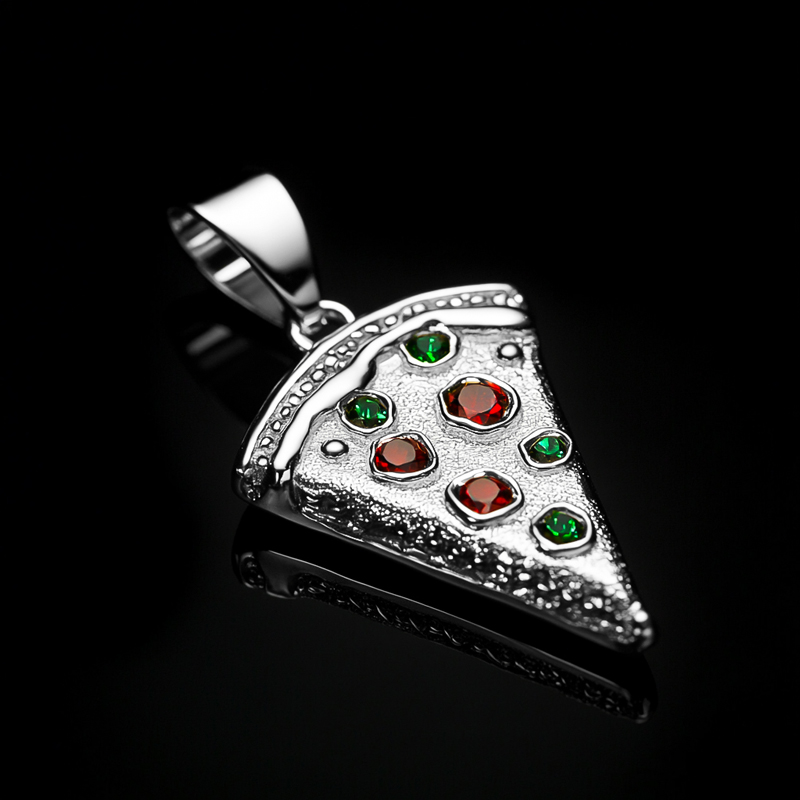 Iced Out Pizza Pendant Silver Premium Look Without Heavy Price - Image 4