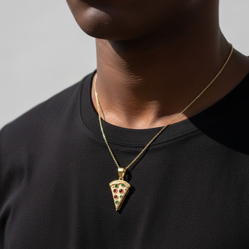 Iced Out Pizza Pendant Silver Premium Look Without Heavy Price - Image 5
