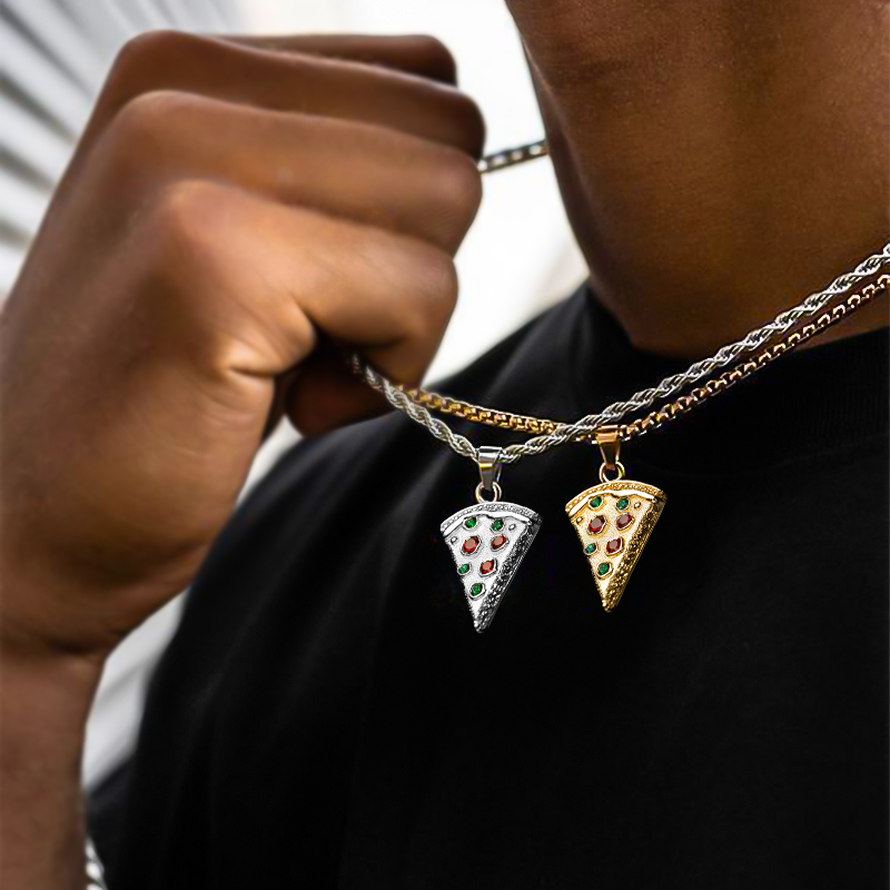 Iced Out Pizza Pendant Silver Premium Look Without Heavy Price - Image 7