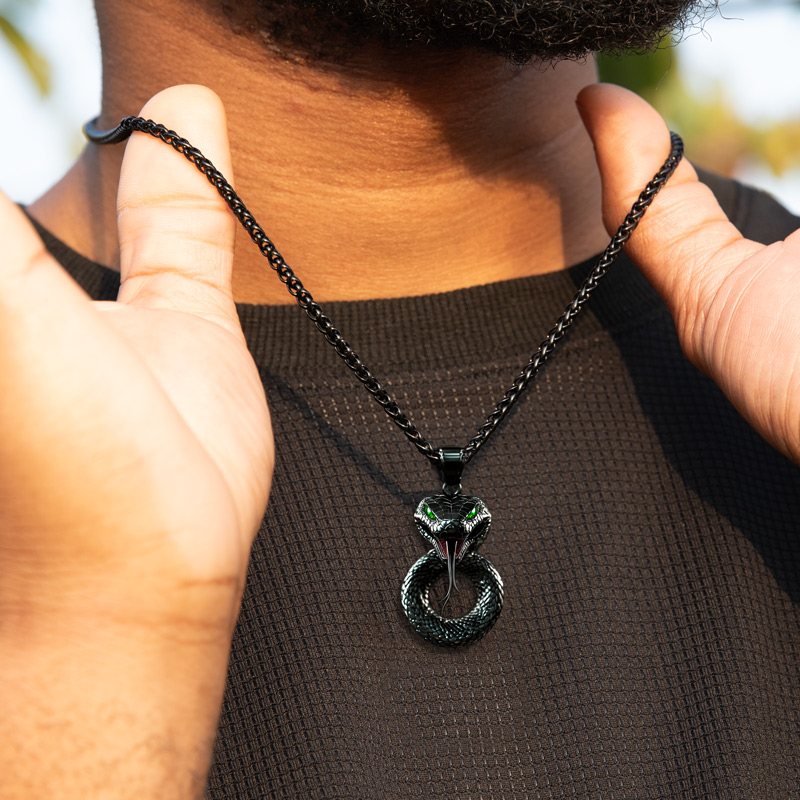 Iced Out Black Mamba Snake Pendant Silver With Street Luxury Shine - Image 3