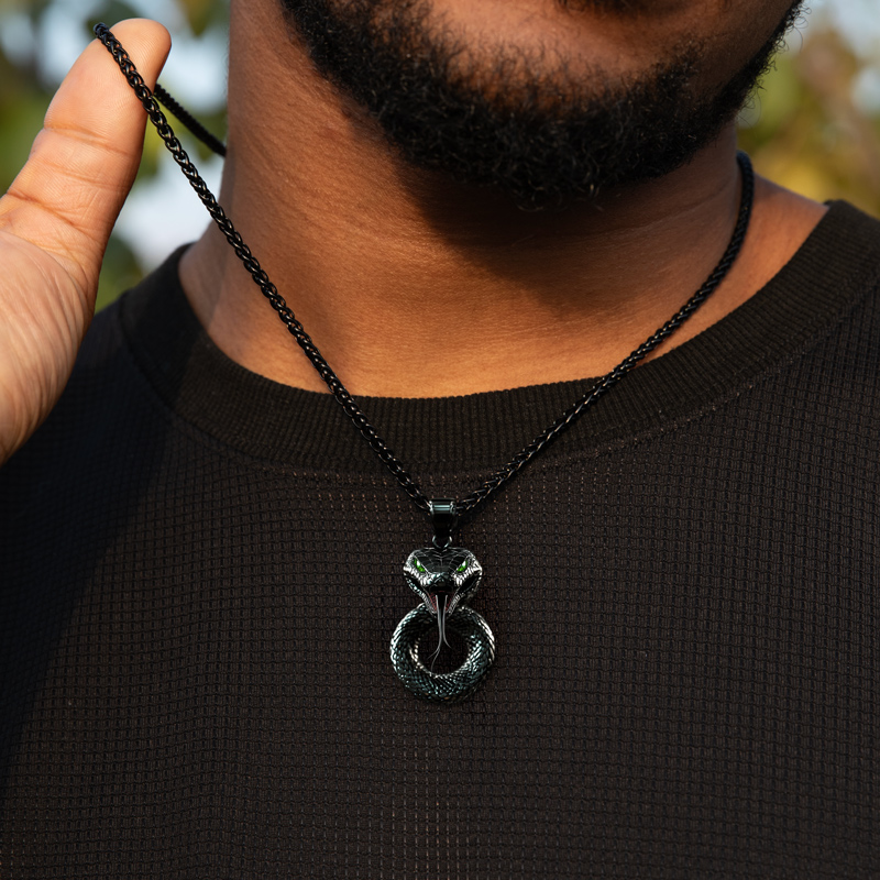 Iced Out Black Mamba Snake Pendant Silver With Street Luxury Shine - Image 4
