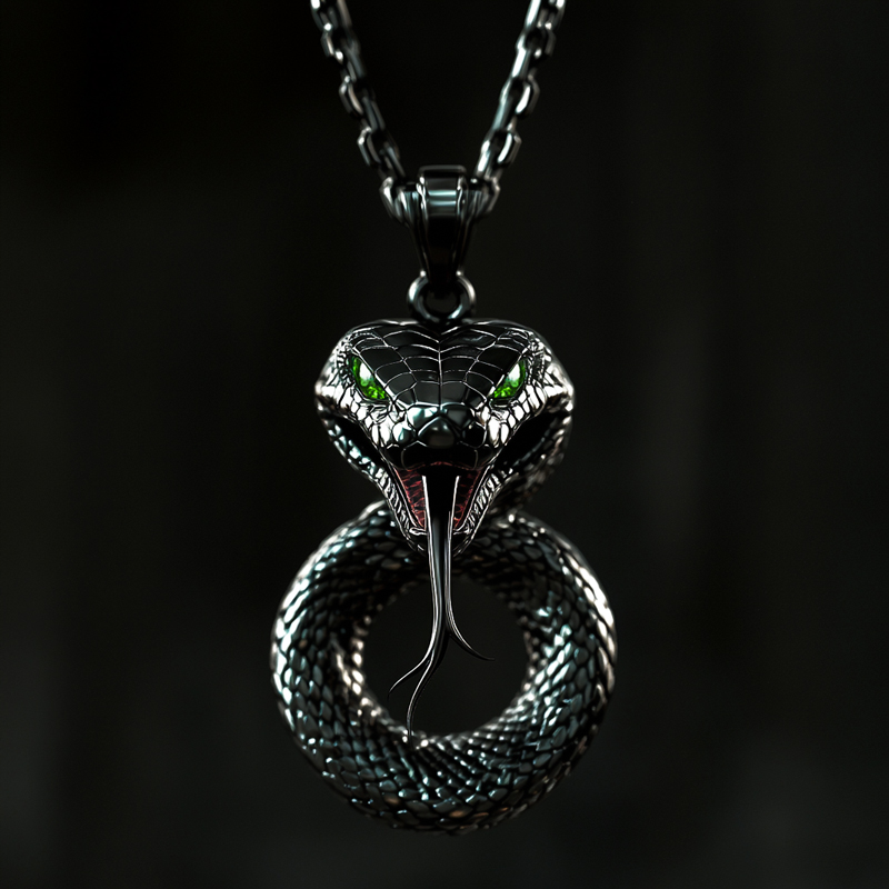 Iced Out Black Mamba Snake Pendant Silver With Street Luxury Shine