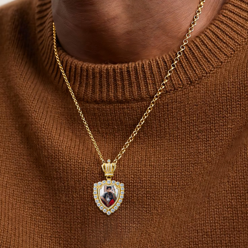 Iced Out Crown Trophy Custom Photo Pendant Silver With Street Luxury Shine - Image 4