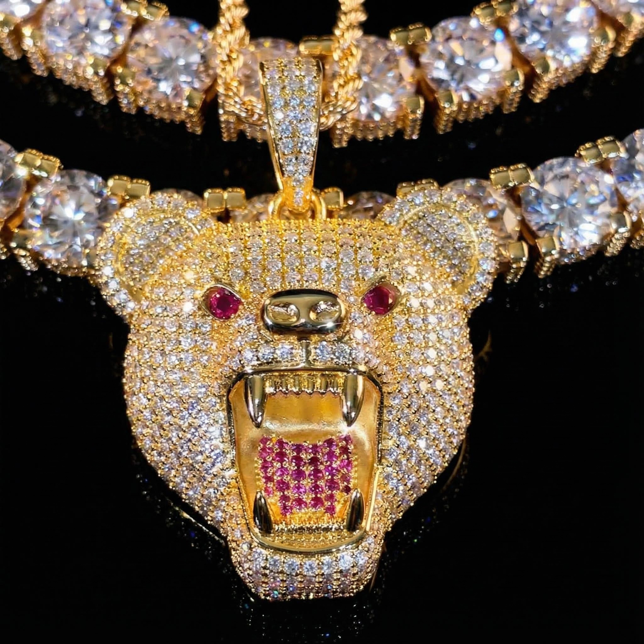 Iced Out Roaring Bear Head Pendant Moissanite With Street Luxury Shine - Image 3