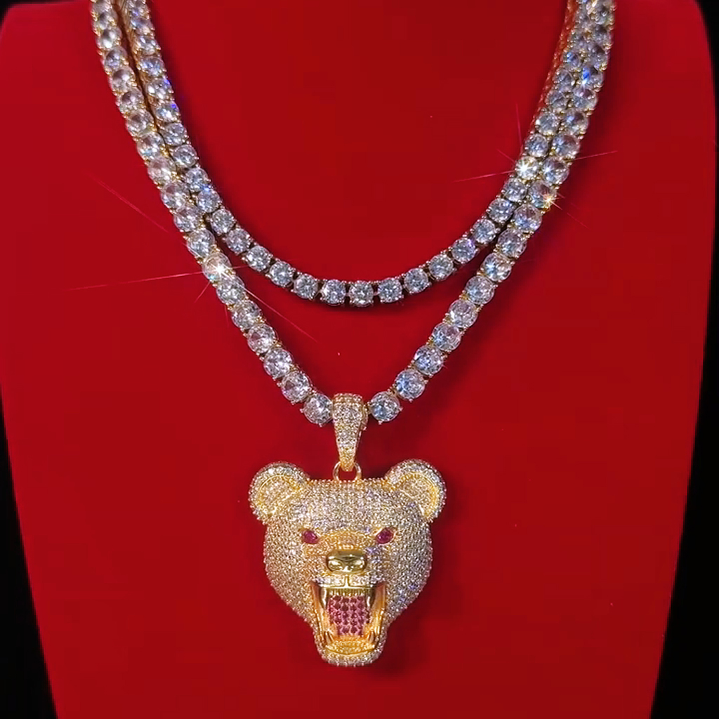 Iced Out Roaring Bear Head Pendant Moissanite With Street Luxury Shine - Image 5