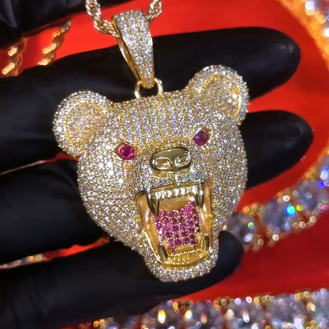 Iced Out Roaring Bear Head Pendant Moissanite With Street Luxury Shine - Image 6