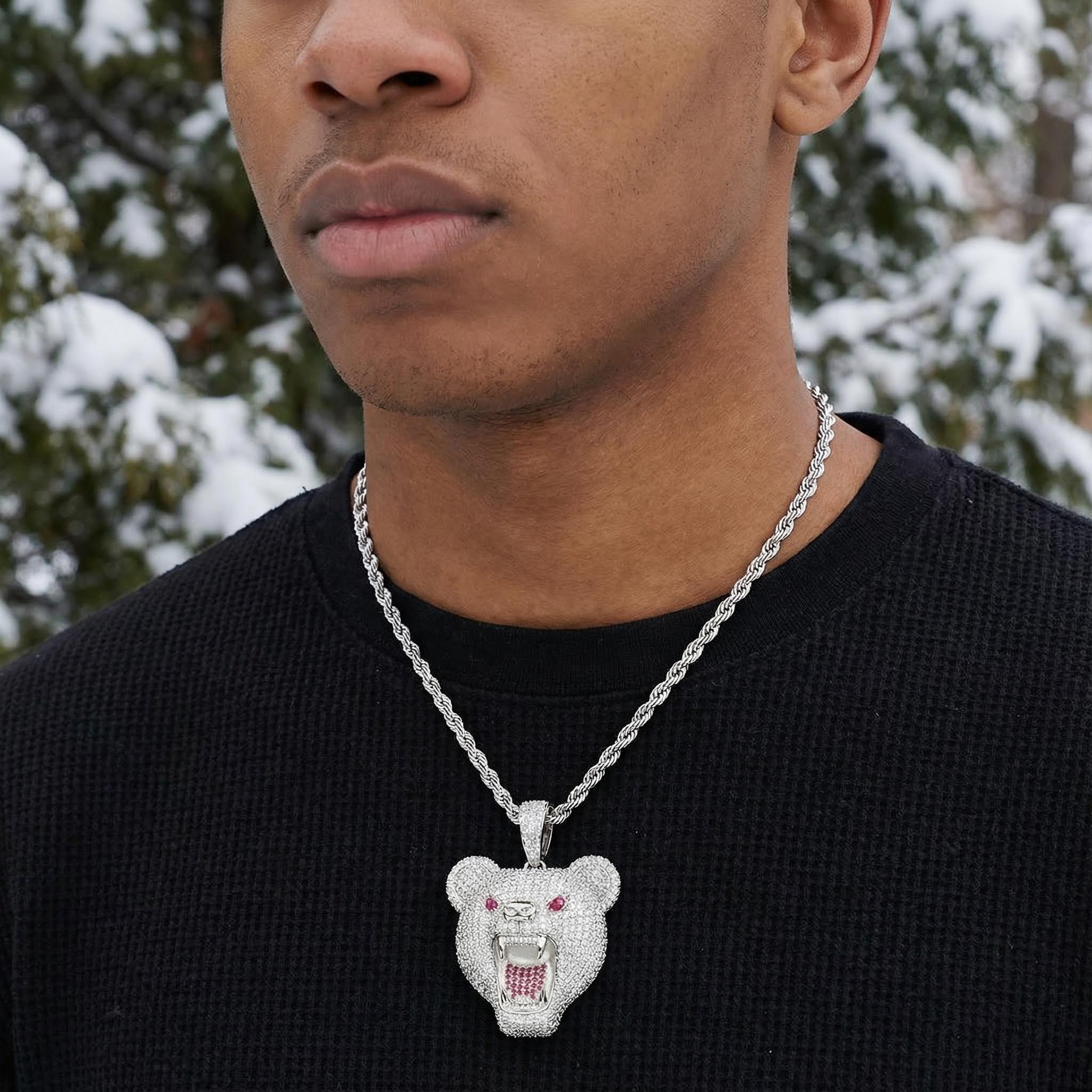 Iced Out Roaring Bear Head Pendant Moissanite With Street Luxury Shine - Image 7