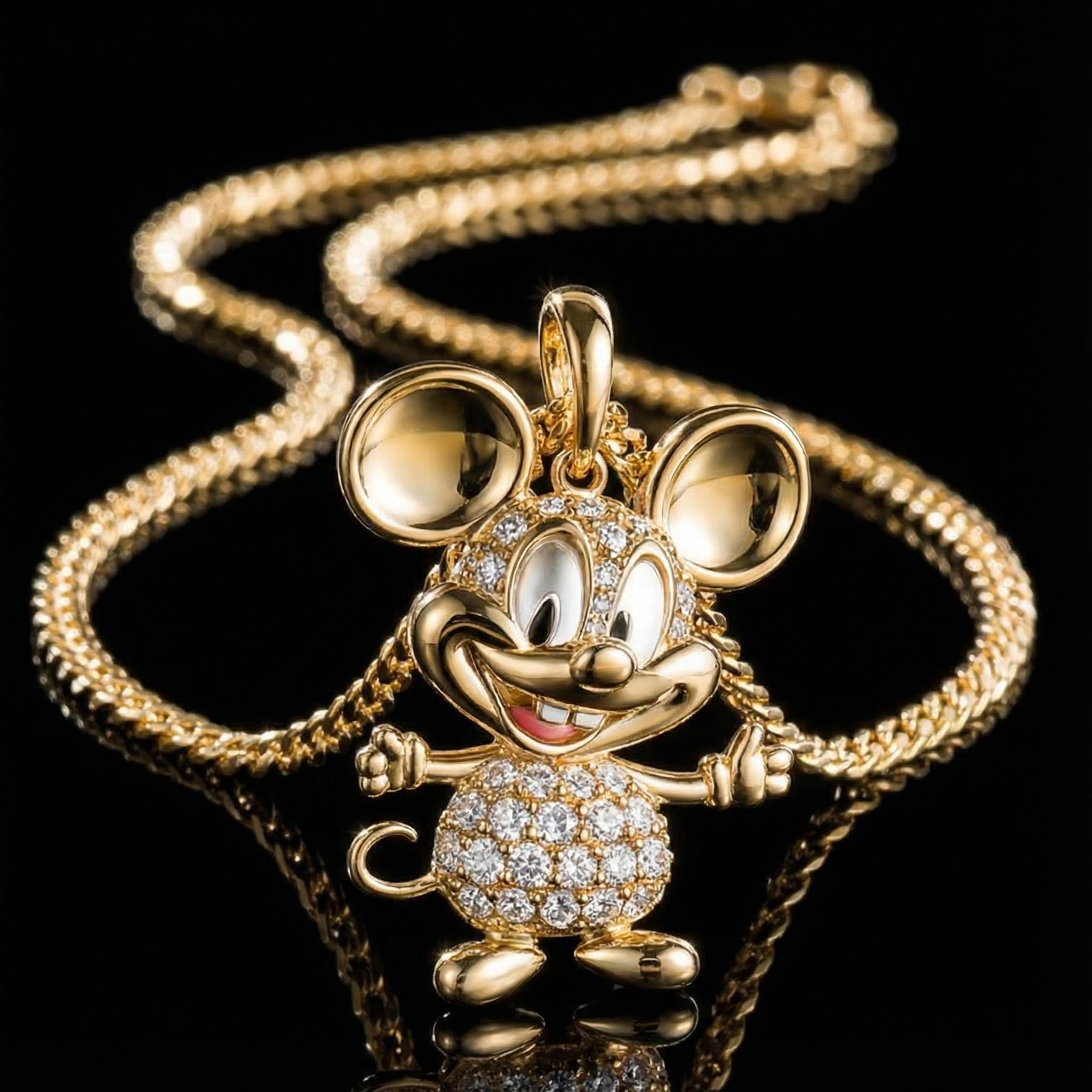Iced Out Cartoon Little Mouse Pendant Silver With Street Luxury Shine - Image 3