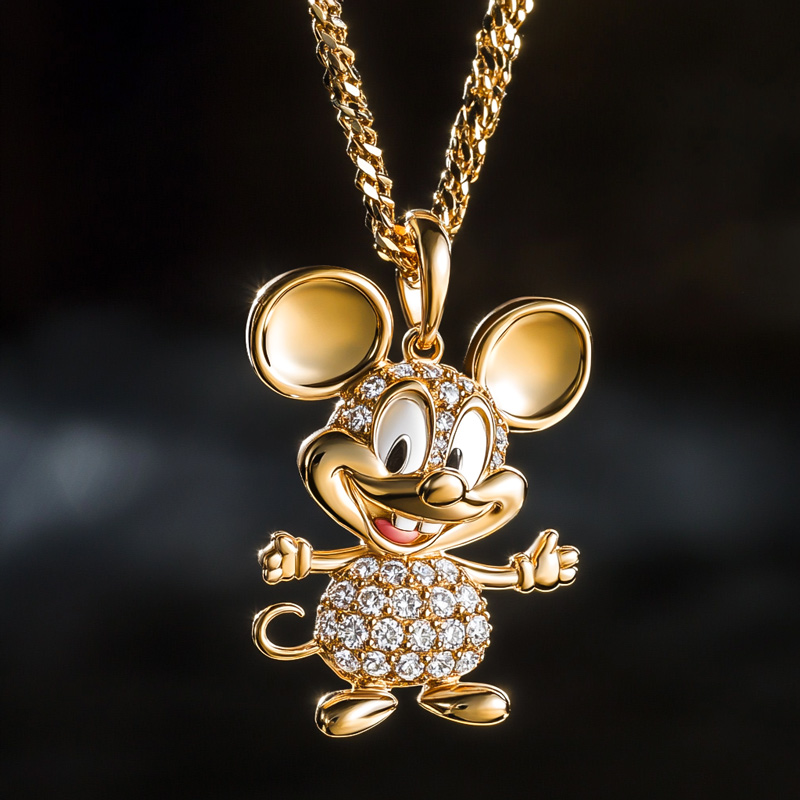 Iced Out Cartoon Little Mouse Pendant Silver With Street Luxury Shine