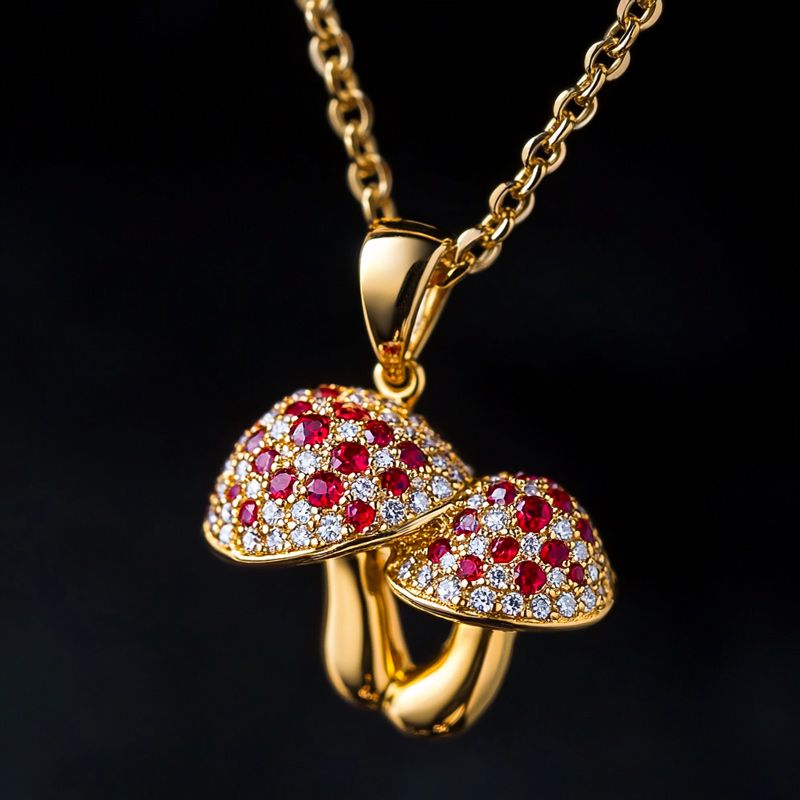 Iced Out Mushroom Pendant In Gold Made For Street Luxury Energy