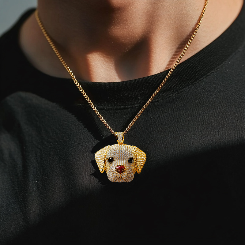 Lovely Micro Pave Labrador Retriever Head Pendant Moissanite - Image 4