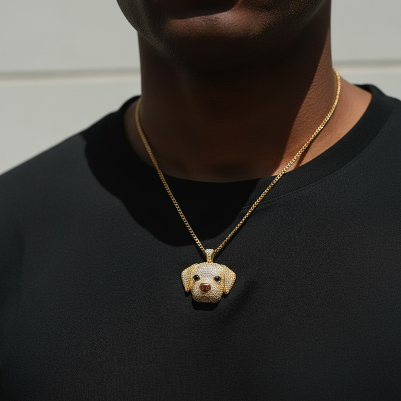 Lovely Micro Pave Labrador Retriever Head Pendant Moissanite - Image 5