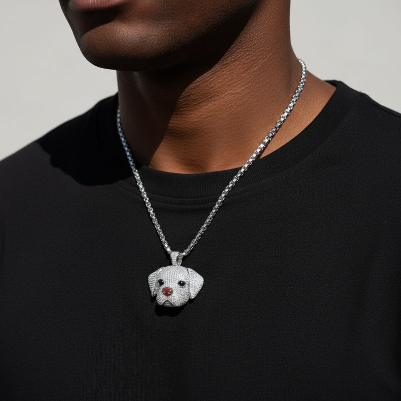 Lovely Micro Pave Labrador Retriever Head Pendant Moissanite - Image 6