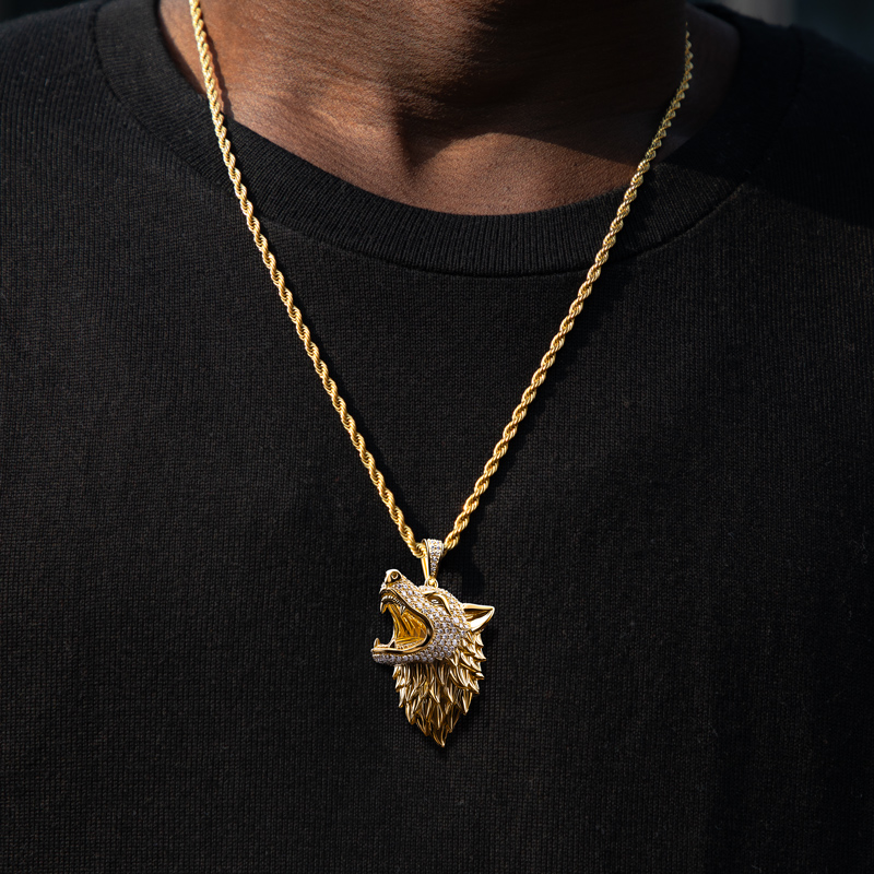 Iced Out Roaring Wolf Head Pendant Moissanite With Street Luxury Shine - Image 3