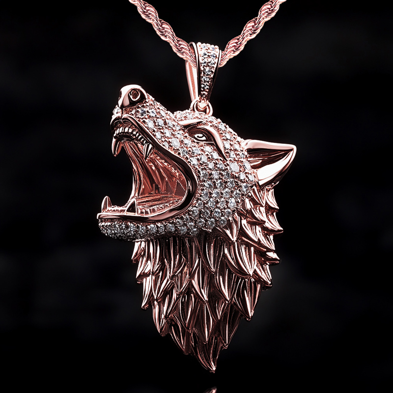 Iced Out Roaring Wolf Head Pendant Moissanite With Street Luxury Shine - Image 5